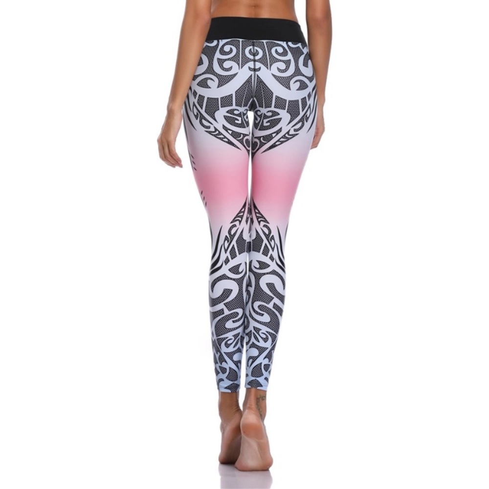 FINAL PRICE !Pink black white tribal yoga leggings - Picture 3 of 4